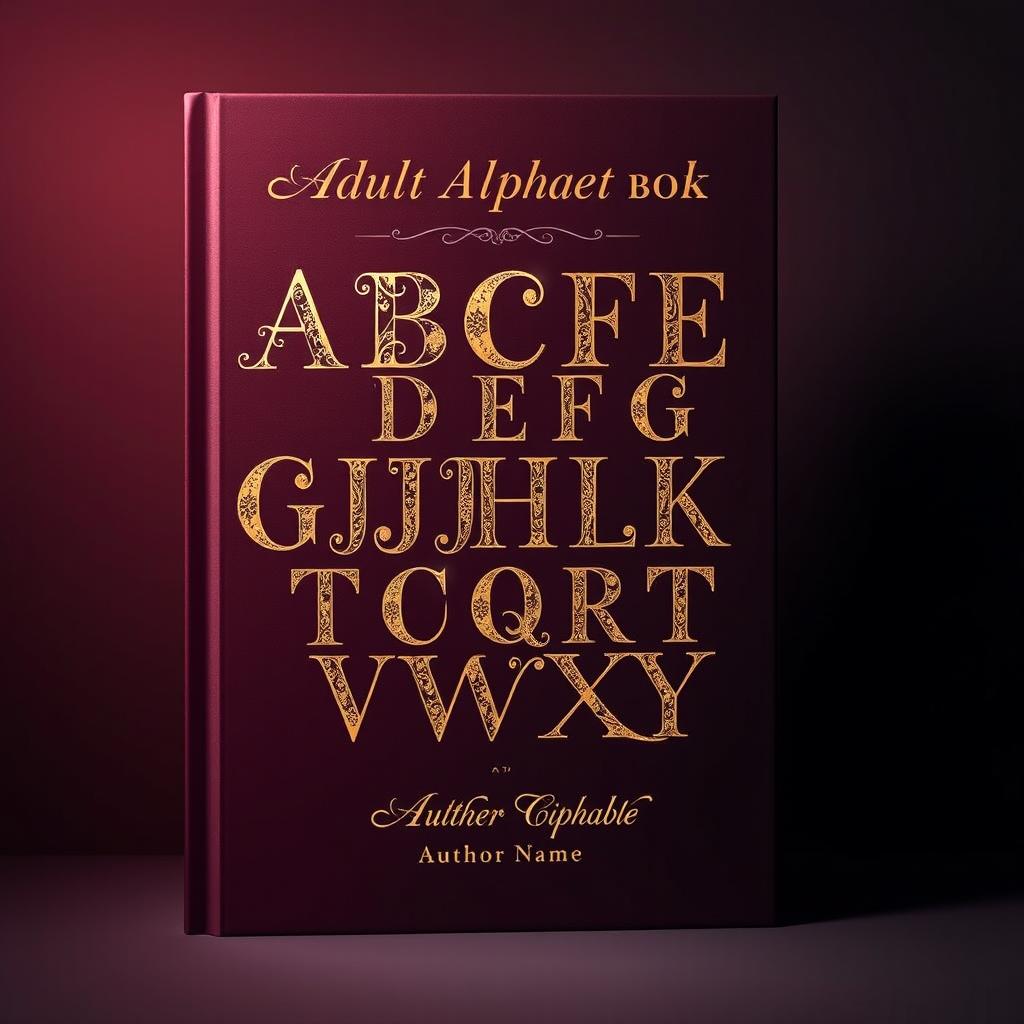 An elegant and sophisticated book cover designed for an adult alphabet book