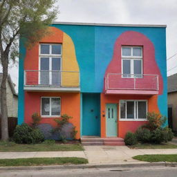 The small, charming suburban neighborhood has new inhabitants, adding a unique cultural edge. Their house, with a vibrantly colored façade and street art murals, introduces a breath of urban air, adding contrast to the otherwise traditional suburban homes.