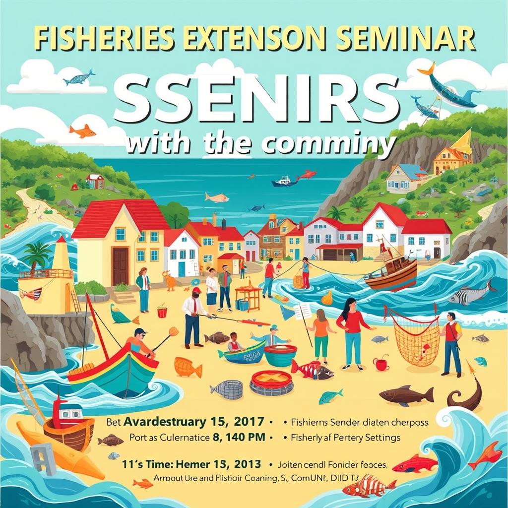 A dynamic design illustrating a fisheries extension seminar with the community