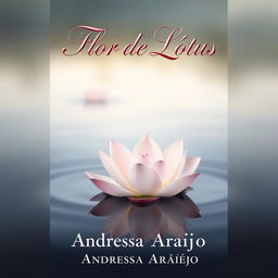 A beautiful and realistic cover for a romance novel, featuring a delicate lotus flower floating in a serene lake