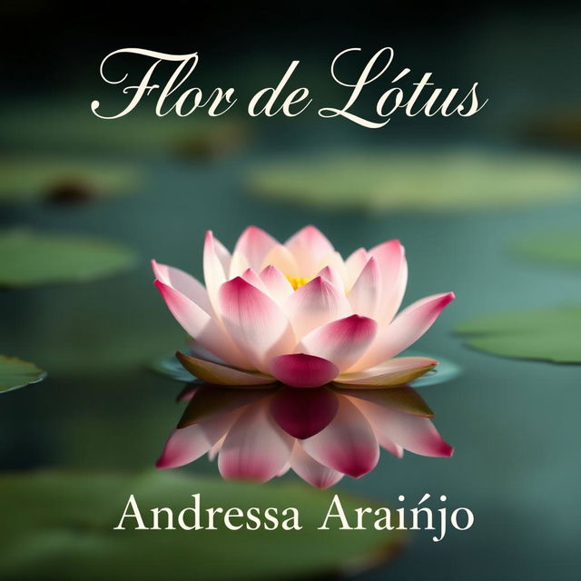 A beautiful and realistic cover for a romance novel, featuring a delicate lotus flower floating in a serene lake