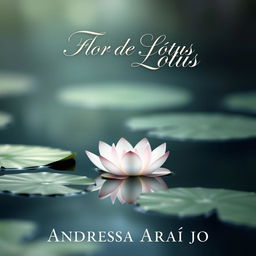 A beautiful and realistic cover for a romance novel, featuring a delicate lotus flower floating in a serene lake