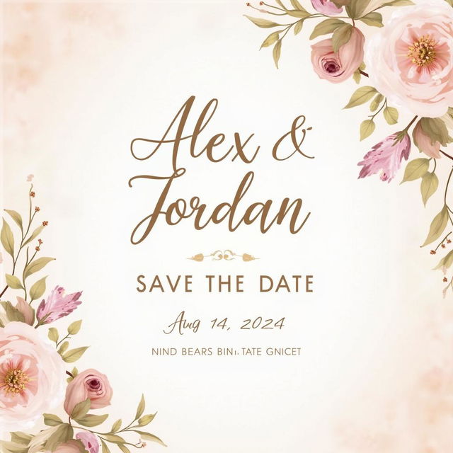 A beautiful and elegant 'Save the Date' wedding invitation design featuring a classic yet modern style