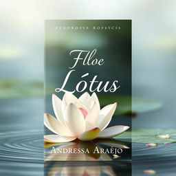 A delicate and realistic book cover for a romance novel featuring a beautiful lotus flower in a serene lake