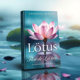 A beautifully crafted book cover for a romance novel featuring an enchanting lotus flower in a tranquil lake