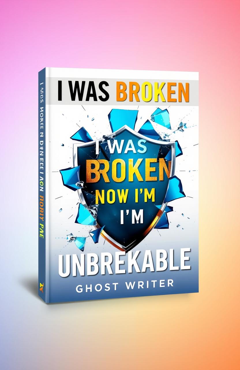 an eye-catching book cover design illustrating the transformation from being broken to becoming unbreakable, featuring abstract elements symbolizing strength and resilience