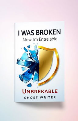 an eye-catching book cover design illustrating the transformation from being broken to becoming unbreakable, featuring abstract elements symbolizing strength and resilience