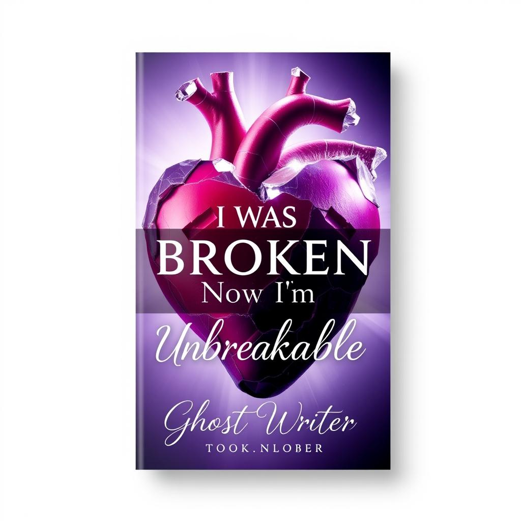 a powerful and visually arresting book cover design encapsulating a journey of transformation from brokenness to invincibility