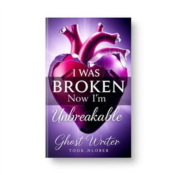 a powerful and visually arresting book cover design encapsulating a journey of transformation from brokenness to invincibility