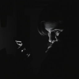 A scene depicting a late-night phone call from a private number, captured in classic black and white, reminiscent of an old film