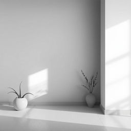 a tranquil scene depicted in black and white, showcasing a peaceful and serene environment