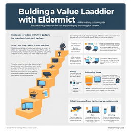 A comprehensive guide to building a value ladder with electronic products, featuring a progression of offerings from low-cost entry-level gadgets to premium, high-tech devices