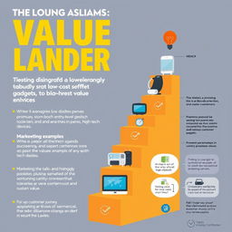 A comprehensive guide to building a value ladder with electronic products, featuring a progression of offerings from low-cost entry-level gadgets to premium, high-tech devices