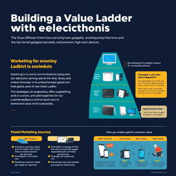 A comprehensive guide to building a value ladder with electronic products, featuring a progression of offerings from low-cost entry-level gadgets to premium, high-tech devices