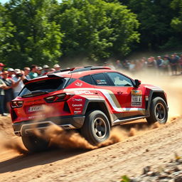 A powerful Corvette C8-based SUV performing in a thrilling dirt rally