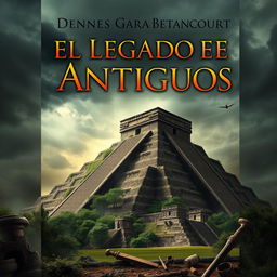 An intriguing and suspenseful book cover for a novel titled "El Legado De Los Antiguos" by Dennis Gara Betancourt