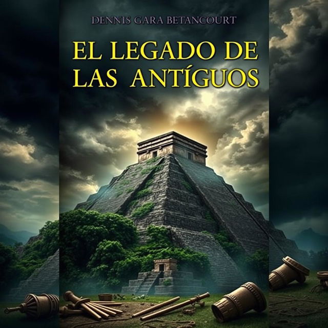 An intriguing and suspenseful book cover for a novel titled "El Legado De Los Antiguos" by Dennis Gara Betancourt