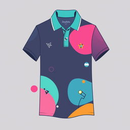 A stylish polo t-shirt design that resonates with millennials, featuring playful yet sophisticated graphics and patterns