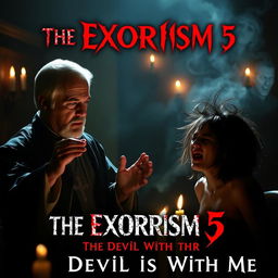 A chilling scene from a fictional horror movie titled 'The Exorcism 5: The Devil is With Me'