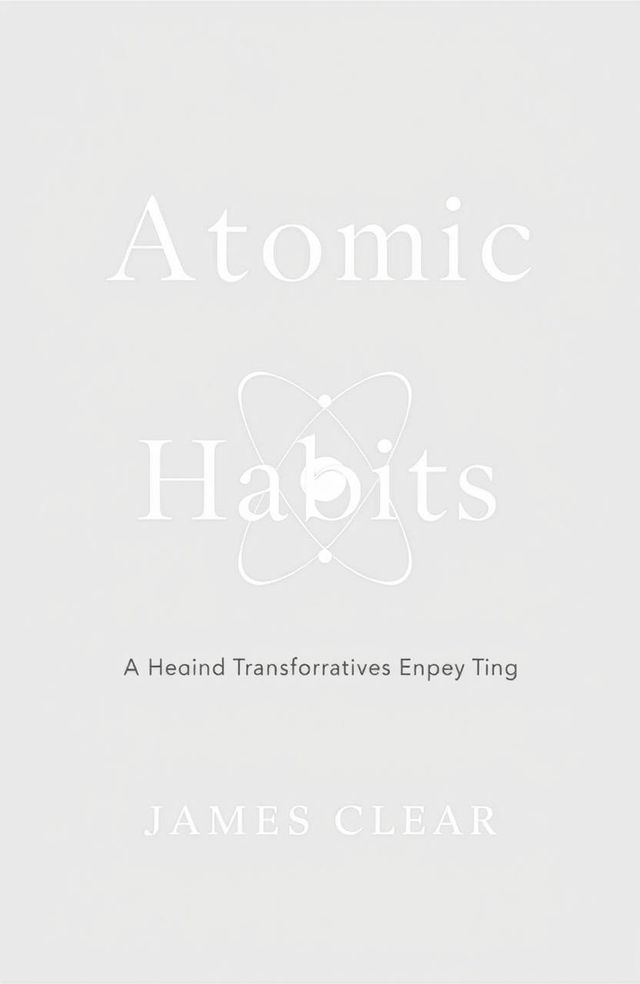 A minimalist and clean design cover for a self-help book titled "Atomic Habits" by James Clear