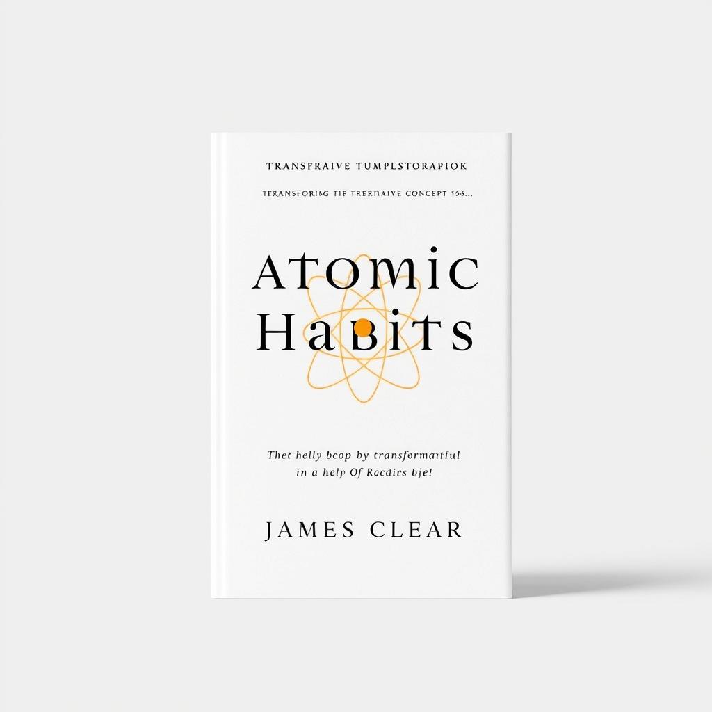 A minimalist and clean design cover for a self-help book titled "Atomic Habits" by James Clear