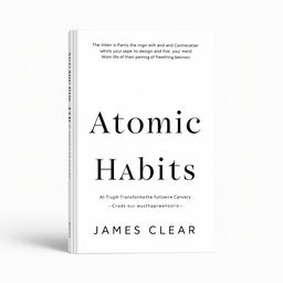 A minimalist and clean design cover for a self-help book titled "Atomic Habits" by James Clear