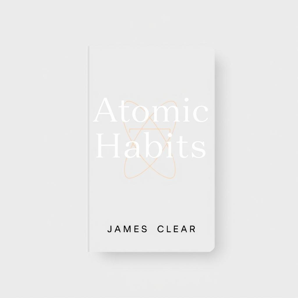 A minimalist and clean design cover for a self-help book titled "Atomic Habits" by James Clear