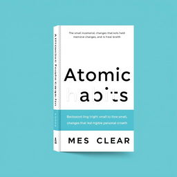 a book cover design for 'Atomic Habits' by James Clear, featuring clean lines and minimalistic design