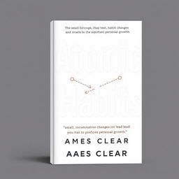 a book cover design for 'Atomic Habits' by James Clear, featuring clean lines and minimalistic design