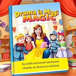 A vibrant book cover design featuring the title "Drama is Magic" in bold, whimsical font at the top