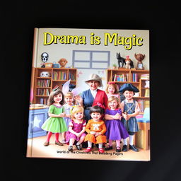 A captivating book cover featuring the title "Drama is Magic" in bold, whimsical font at the top