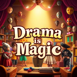 An HD book cover design featuring the title "Drama is Magic" in bold, enchanting font at the center