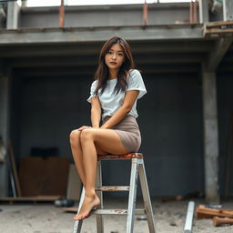 An Asian woman with brown skin, 30 years old, 70kg weight, and 170cm height