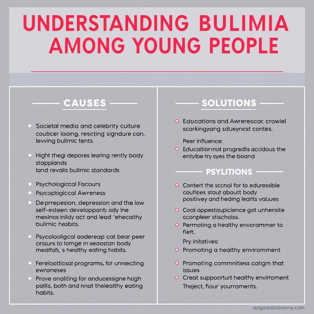 A poster titled "Understanding Bulimia Among Young People" featuring detailed explanations