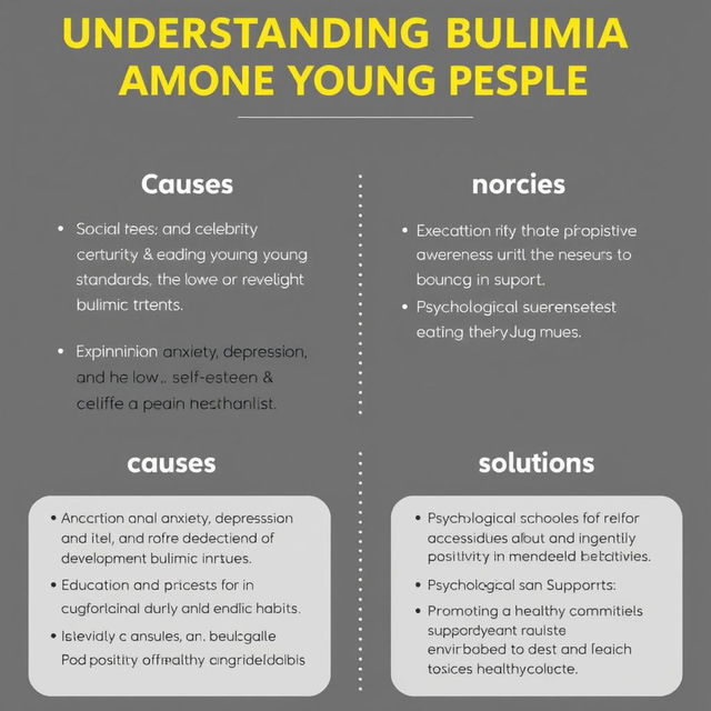 A poster titled "Understanding Bulimia Among Young People" featuring detailed explanations