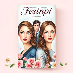 Book cover for a romance novel titled "Сестры" showcasing twin sisters who look very similar but have different facial expressions