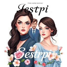 Book cover for a romance novel titled "Сестры" showcasing twin sisters who look very similar but have different facial expressions