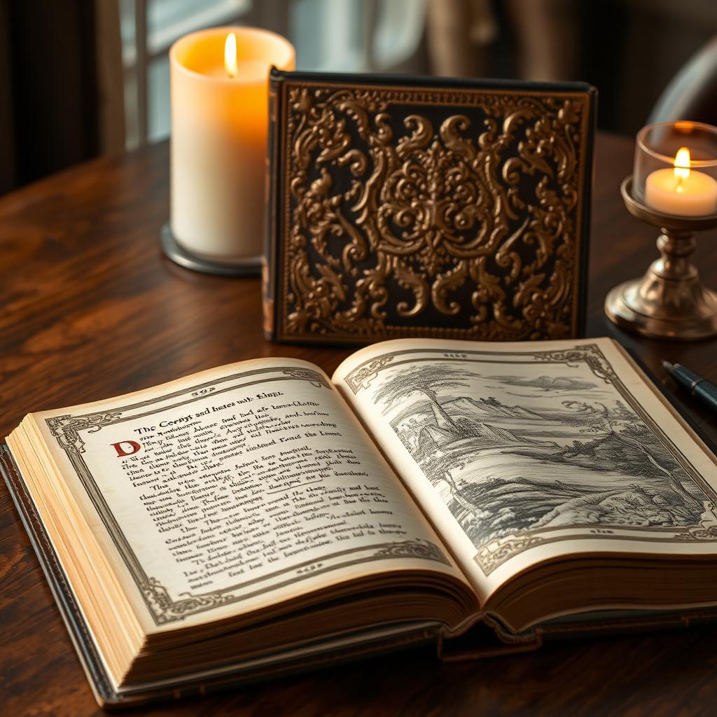 A beautifully ornate, leather-bound book with intricate gold embossing on the cover