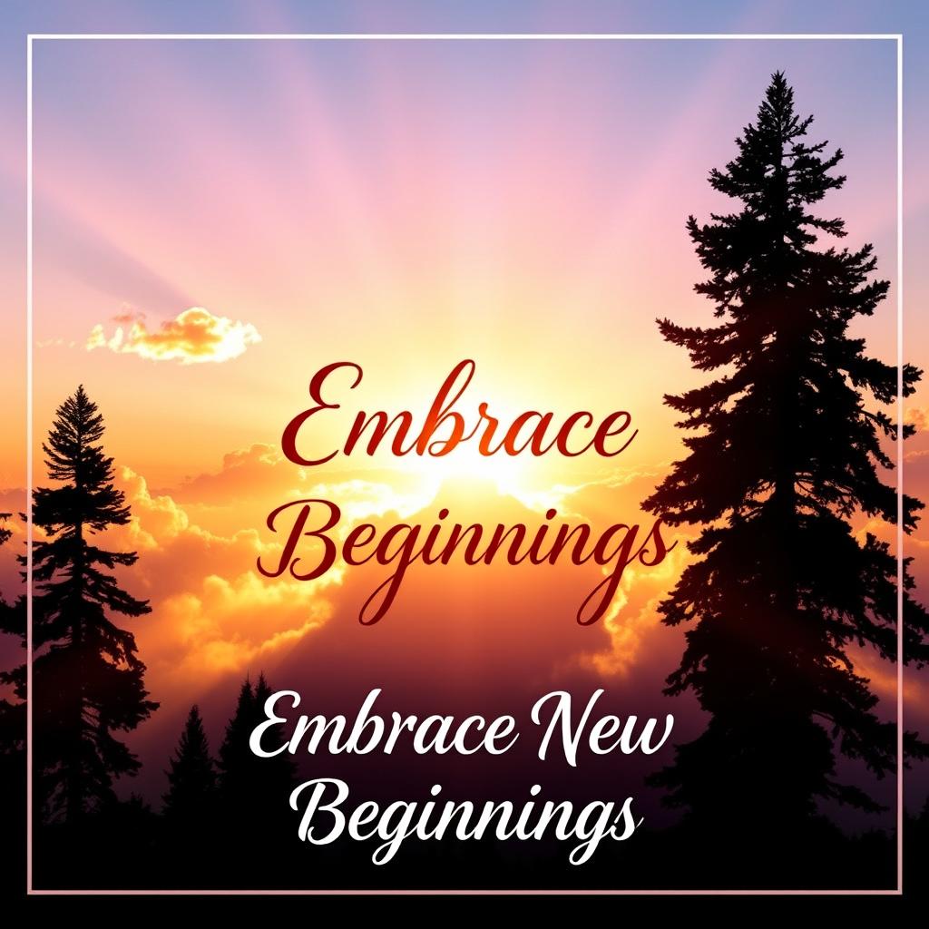 A vibrant and dynamic motivational cover featuring a radiant sunrise breaking through the clouds, symbolizing a new beginning and hope