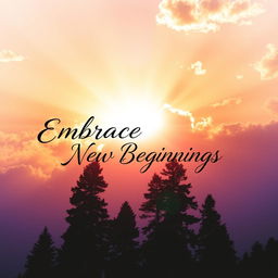 A vibrant and dynamic motivational cover featuring a radiant sunrise breaking through the clouds, symbolizing a new beginning and hope