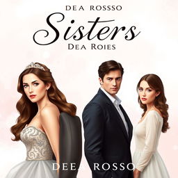 Cover design for a romantic novel titled "Sisters", depicting two twin sisters who look very similar but have slightly different facial expressions