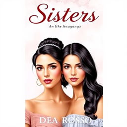 Realistic cover design for a romantic novel titled "Sisters", featuring two twin sisters looking nearly identical but with subtly different facial expressions