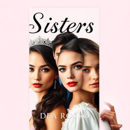 Cover design in the style of promo photos from the series "Knock on My Door" for a romantic novel titled "Sisters"