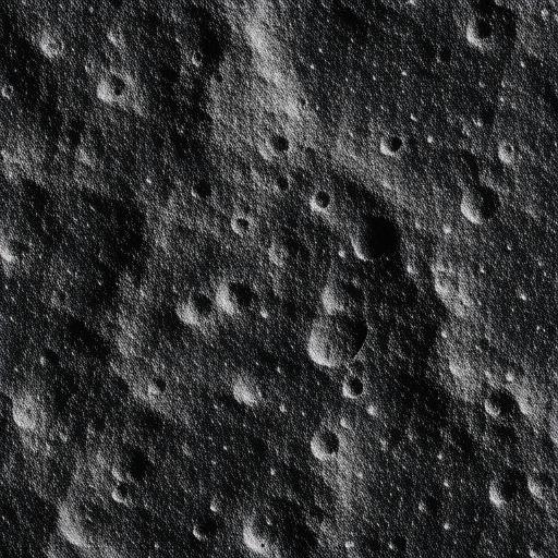 A detailed landscape of the moon surface with sharp craters, lunar dust and dimly lit shadows.