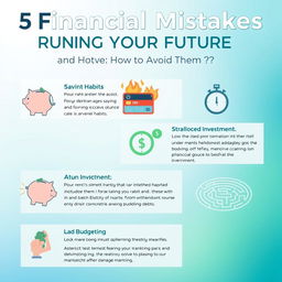 A visually engaging infographic titled "5 Financial Mistakes Ruining Your Future and How to Avoid Them