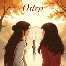 A romantic book cover depicting two twin sisters who have both fallen in love with their teacher