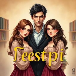 A captivating book cover for a romantic story titled "Сестры"