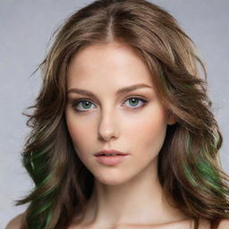 hazel hair about the length of mine with green eyes she 5’5 he ability is death and desire meaning she can get any wish in exchange for a  life