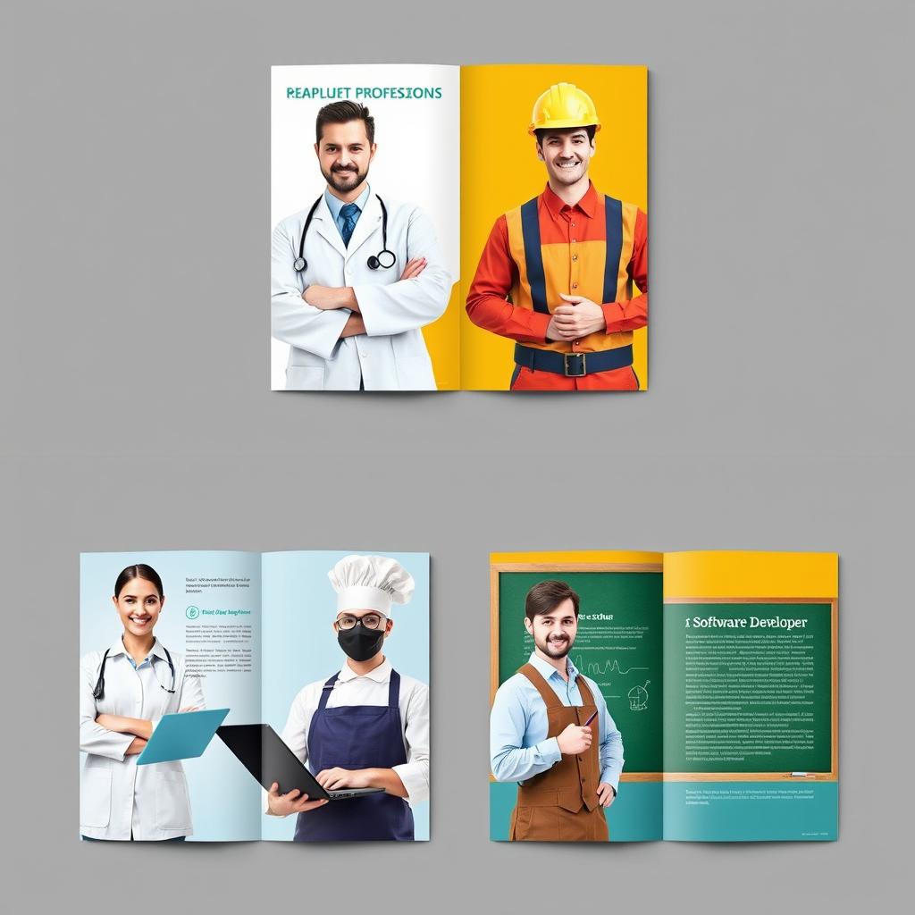 A sample brochure showcasing various professions in a dynamic and engaging design