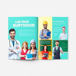 A sample brochure showcasing various professions in a dynamic and engaging design